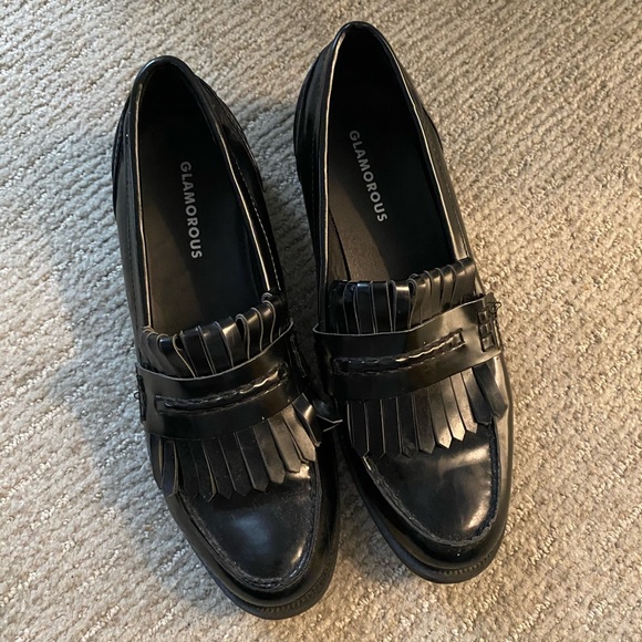 Patent Leather-Style Loafers with Loop Detail - Picture 2 of 2